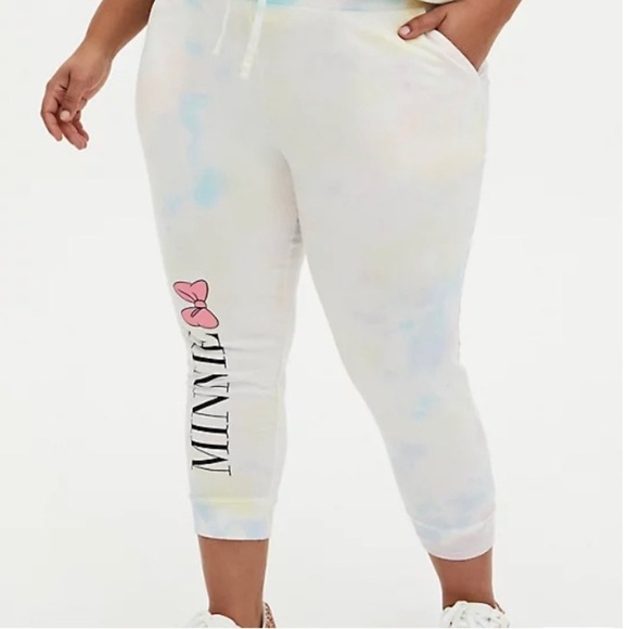 Torrid Disney Minnie Mouse Pastel Rainbow Tie Dye Crop Jogger size 4x NWT - Picture 7 of 9